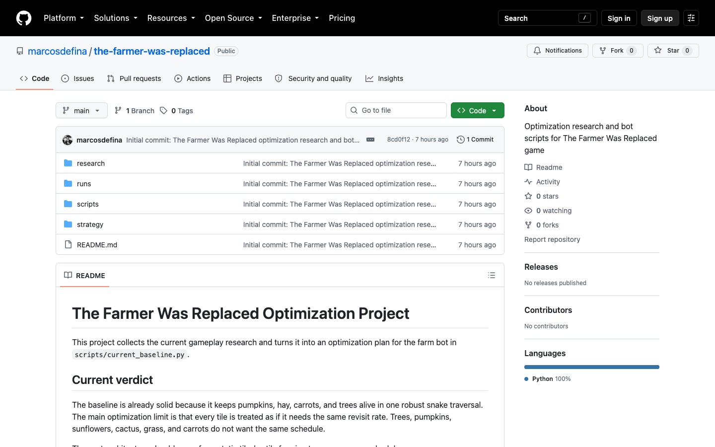 Public Farmer Was Replaced repository with research, runtime probes, scripts, and scheduling strategy